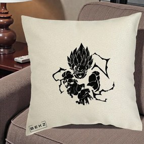 Perna Personalizata Dragon Ball Goku Super Saiyan Silueta, 40x40 cm, Ecru, Husa Detasabila, Perna Inclusa, BEKZ®