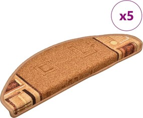 vidaXL Covorașe scări, 5 buc., bej, 65x21x4 cm, autoadeziv