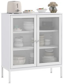 HOMCOM Bufet mobilier de bucătărie la 3 niveluri cu 2 uși perforate cu raft reglabil 80 x 37 x 92 cm alb | Aosom Romania