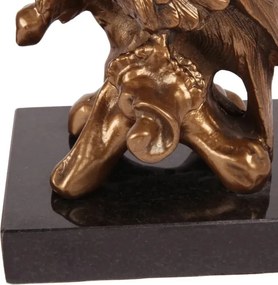 Statuetă decorativă din polirășină, aurie, papagal pe creangă, pe soclu negru, opritor pentru cărți, 28 x 15 x 12 cm, „Arara”