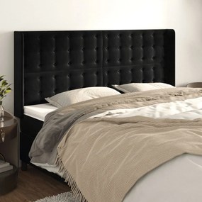 3120082 vidaXL Tăblie de pat cu aripioare, negru, 203x16x118/128 cm, catifea