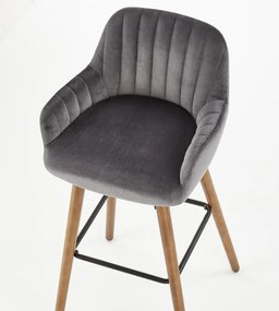 Scaun bar catifea H-93 gri inchis - H 98 cm