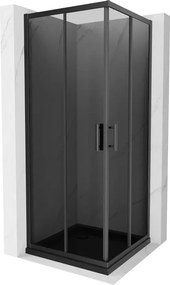 Mexen Rio cabină de duș pătrată 80 x 80 cm, grafit, neagră + cadă Flat, neagră - 860-080-080-70-40-4070B