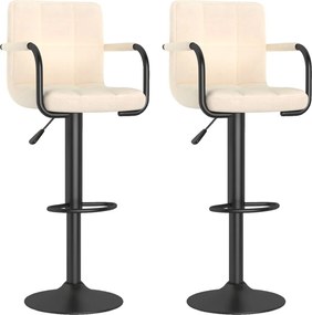 vidaXL Scaune de bar, 2 buc., crem, material textil
