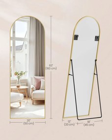 Oglindă rotunjită UMBRA, 160x50 cm, auriu SongmicsHome