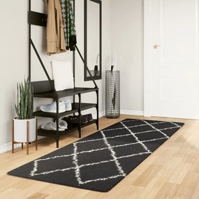 vidaXL Covor pufos &quot;PAMPLONA&quot; fire înalte negru/crem modern 80x250 cm