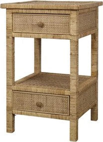 Noptieră cu 2 sertare din lemn si rattan împletit, H66 cm, "Braided"