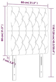 Tablie de pat cu LED, maro inchis, 80x7x118 128 cm, textil 1, Maro inchis, 80 x 7 x 118 128 cm