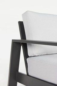 Set mobilier de gradina, 4 piese, metal, gri / negru, Baltic Bizzotto