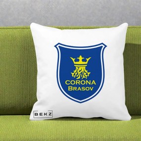 Perna Personalizata Corona Brasov Fotbal, 40x40 cm, Alba Mata, Husa Detasabila, Perna Inclusa, BEKZ®
