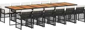 vidaXL Set mobilier de grădină cu perne, 13 piese, negru, poliratan