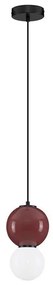 Pendul LED decorativ portelan bordeaux, sticla alb, NOESIS