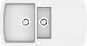 vidaXL Chiuvetă de bucătărie din granit, alb, două bazine