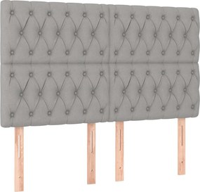 vidaXL Tăblie de pat gri deschis 144x7x118/128 cm, material textil