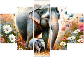 Tablou - Mama elefant, acuarelă (150x105 cm)