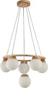 Brilagi - Lustră suspendată pe cablu VISBY WOOD, 6xE27/60W/230V, Ø 58 cm, din lemn