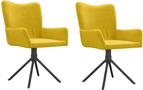 vidaXL Scaune de bucătărie pivotante, 2 buc., galben, catifea