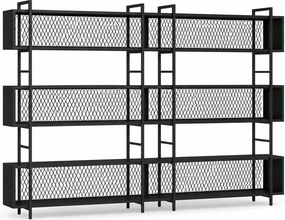 Biblioteca de birou 285LCV1180, negru, PAL melaminat/metal, 280x34x180