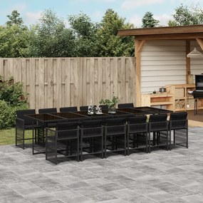 vidaXL Set mobilier de grădină cu perne, 13 piese, negru, poliratan