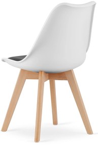 Set de sufragerie 1 + 4, masa alba ADRIA 120x80 cm + scaun alb-negru BALI MARK cu picioare din lemn de fag