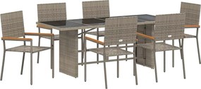 vidaXL Set de masă pentru grădină 7 pcs Gri poliratan