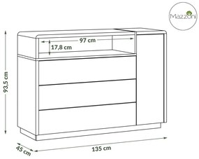 Mazzoni Set de mobilier FOLK Antracit (gri închis)/Stejar Artisan - MOBILIER MODERN PENTRU CAMERA DE ZI CU COMODĂ MARE TV