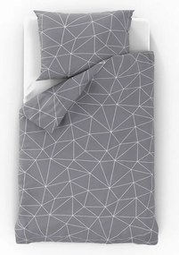 Lenjerie de pat din bumbac Kvalitex Nordic Grid gri, 140 x 220 cm, 70 x 90 cm