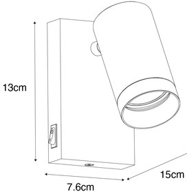 Aplică modernă neagră reglabilă cu întrerupător - Jeana Luxe