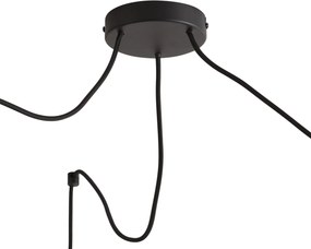 Lampă suspendată retro roșie cu negru cu 3 lumini - Monti