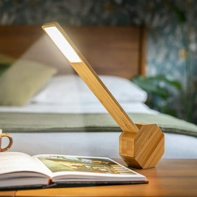 Veioză în culoare naturală LED din bambus (înălțime 39,5 cm) Octagon One – Gingko