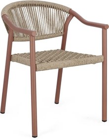 Scaun de grădină roșu/în culoare naturală din metal Canarias – Bizzotto