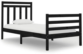 3105279 vidaXL Cadru de pat mic single, negru, 75x190 cm, lemn masiv