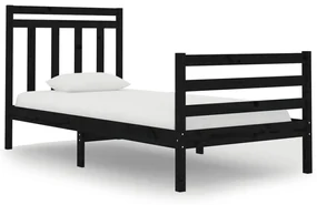 3105279 vidaXL Cadru de pat mic single, negru, 75x190 cm, lemn masiv