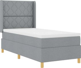 vidaXL Pat cu arcuri cu saltea Gri deschis 140 x 200 cm țesătură