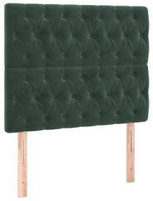 Pat box spring cu saltea, verde inchis, 100x200 cm, catifea Verde inchis, 100 x 200 cm, Design cu nasturi