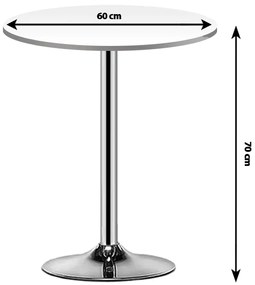 Masa de bar 2HOME rotunda, Alb, picior fix, 70cm