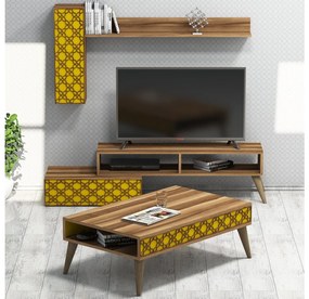 Set mobilier pentru living Komite (Nuc + galben) . 1094086