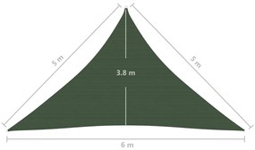 Panza parasolar, verde inchis, 5x5x6 m, 160 g m  , HDPE Morkegronn, 5 x 5 x 6 m