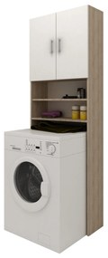 Dulap Masina de Spalat Fyn, Stejar Sonoma/Alb, 65 x 27 x 190 cm