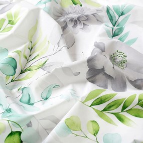 Goldea față de masă 100% bumbac deluxe - eucalipt cu flori 100 x 140 cm