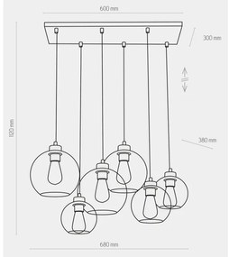 Lustră pe cablu CUBUS 6xE27/60W/230V neagră