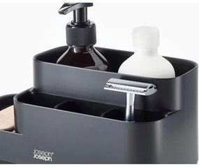 Organizator de baie negru din plastic EasyStore – Joseph Joseph