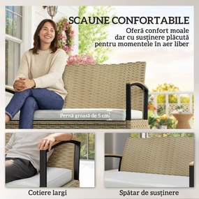 Outsunny Bancă de Depozitare 125L cu Pernă Confortabilă, din Metal, 123x70x82 cm, Bej | Aosom Romania