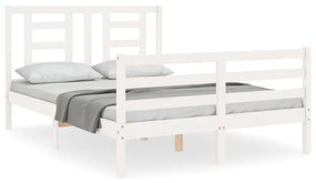 3194697 vidaXL Cadru de pat cu tăblie, alb, 120x200 cm, lemn masiv