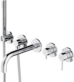 Baterie cada - dus incastrata Omnires Y 5 orificii  cu corp ingropat si set de dus