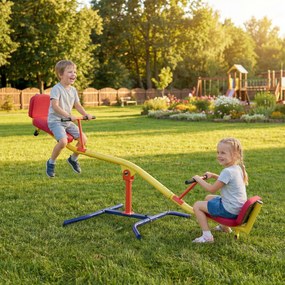 AIYAPLAY Balansoar pentru Copii Rotativ 360°, Capacitate 200kg, 2 Locuri cu Mânere Antiderapante, Scaune Capitonate, Spătar, Roți, 253x96x75 cm, 3-12 Ani | Aosom Romania