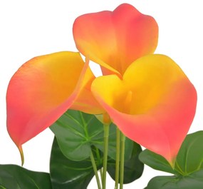 Floare de crin cala artificiala cu vaza, 85 cm, rosu si galben 1, Rosu, cala   85 cm