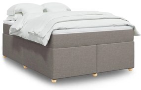 vidaXL Pat box spring cu saltea, gri taupe, 140x200 cm, textil
