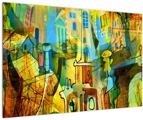 Tablou - Arhitectură, abstractizare cubistă (90x60 cm)