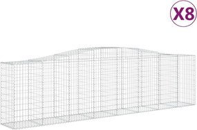 vidaXL Coșuri gabion arcuite 8 buc, 400x50x100/120 cm fier galvanizat